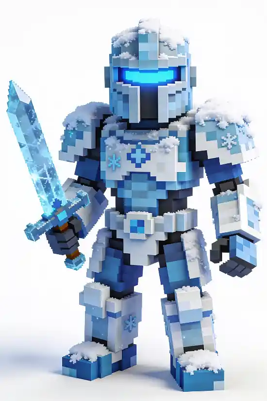 Minecraft Style 3D Pixel Character Prompt Template – Voxel Figure Generator – Fantasy RPG Skin Design Creator – White Background Render Prompt thumbnail 4