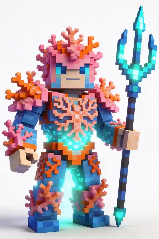 Minecraft Style 3D Pixel Character Prompt Template – Voxel Figure Generator – Fantasy RPG Skin Design Creator – White Background Render Prompt thumbnail 3
